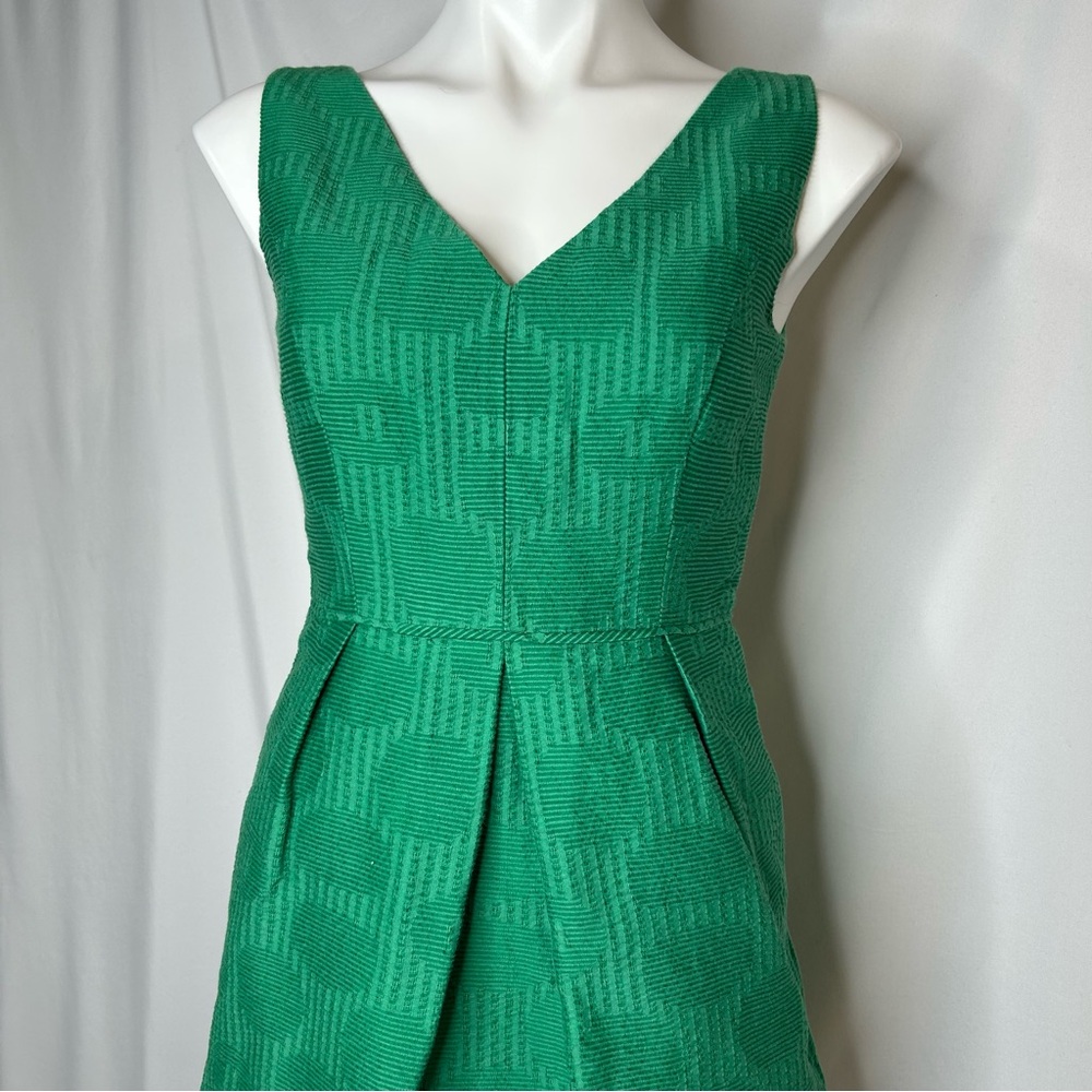J.CREW Jacquard V-Neck "Dublin Green" Mini Dress, 2 - Picture 5 of 12